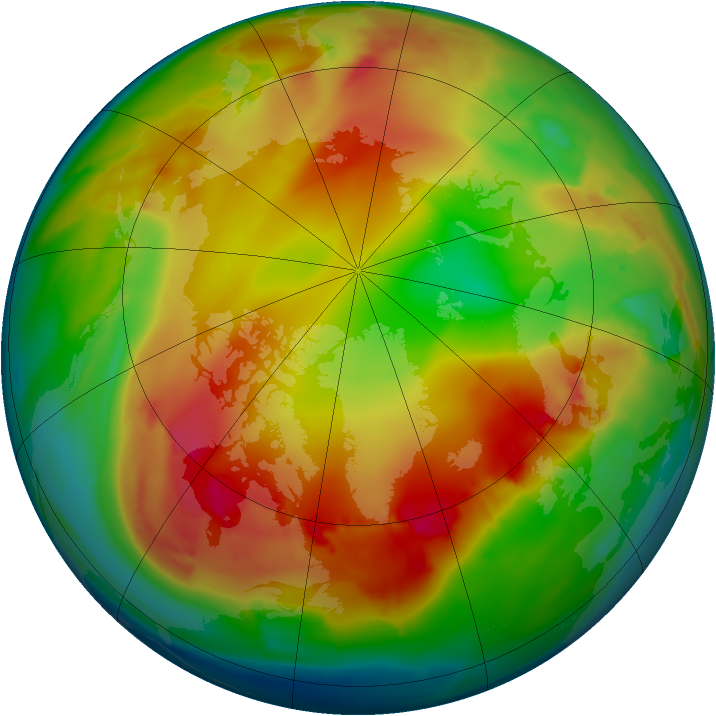 Arctic ozone map for 09 January 2015